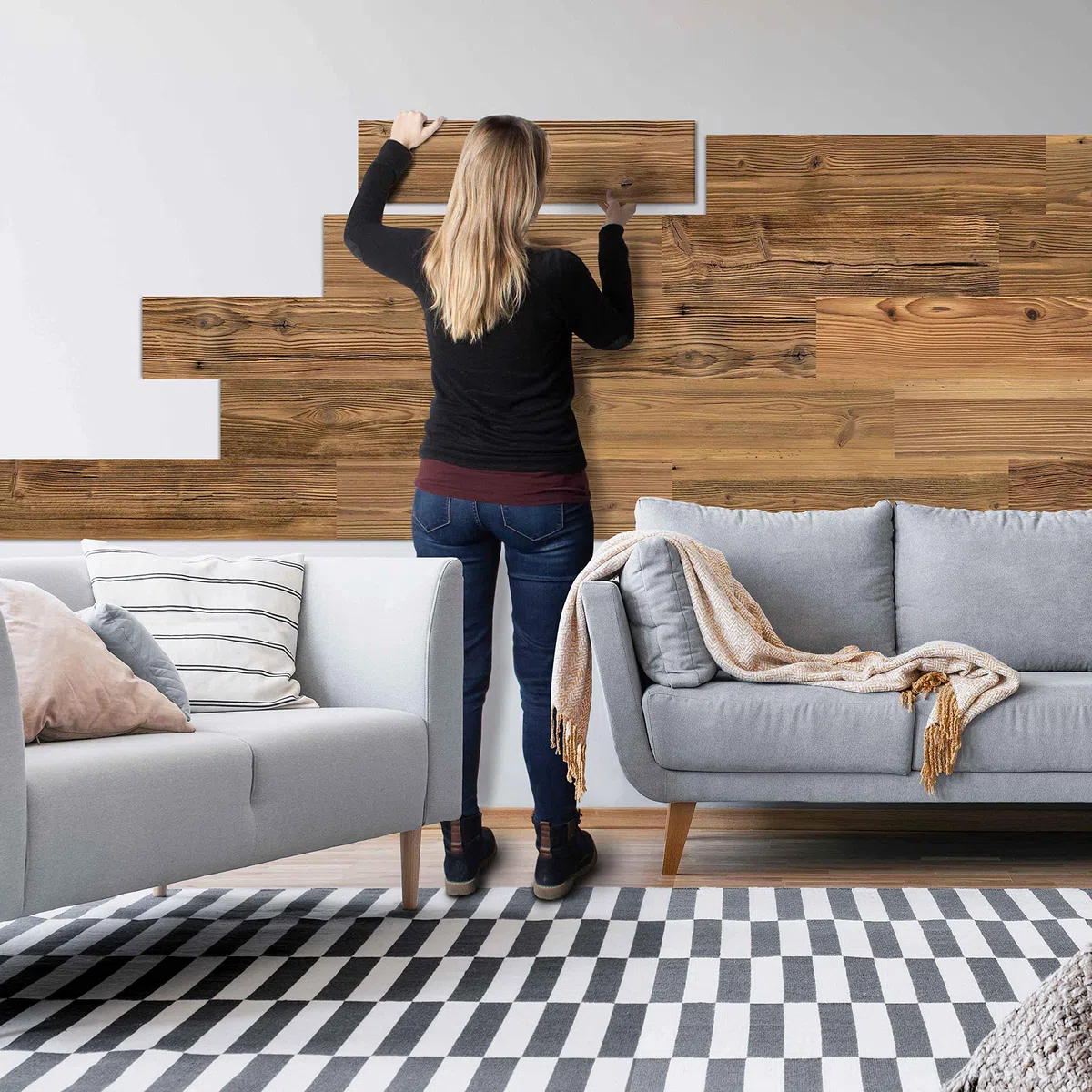 SUN WOOD Stick-it Rivestimento murale legno adesivo in design legno antico //TIROL 01 I 0,48m² Rivestimento Parete Panelli murali adesivo pannello decorativo