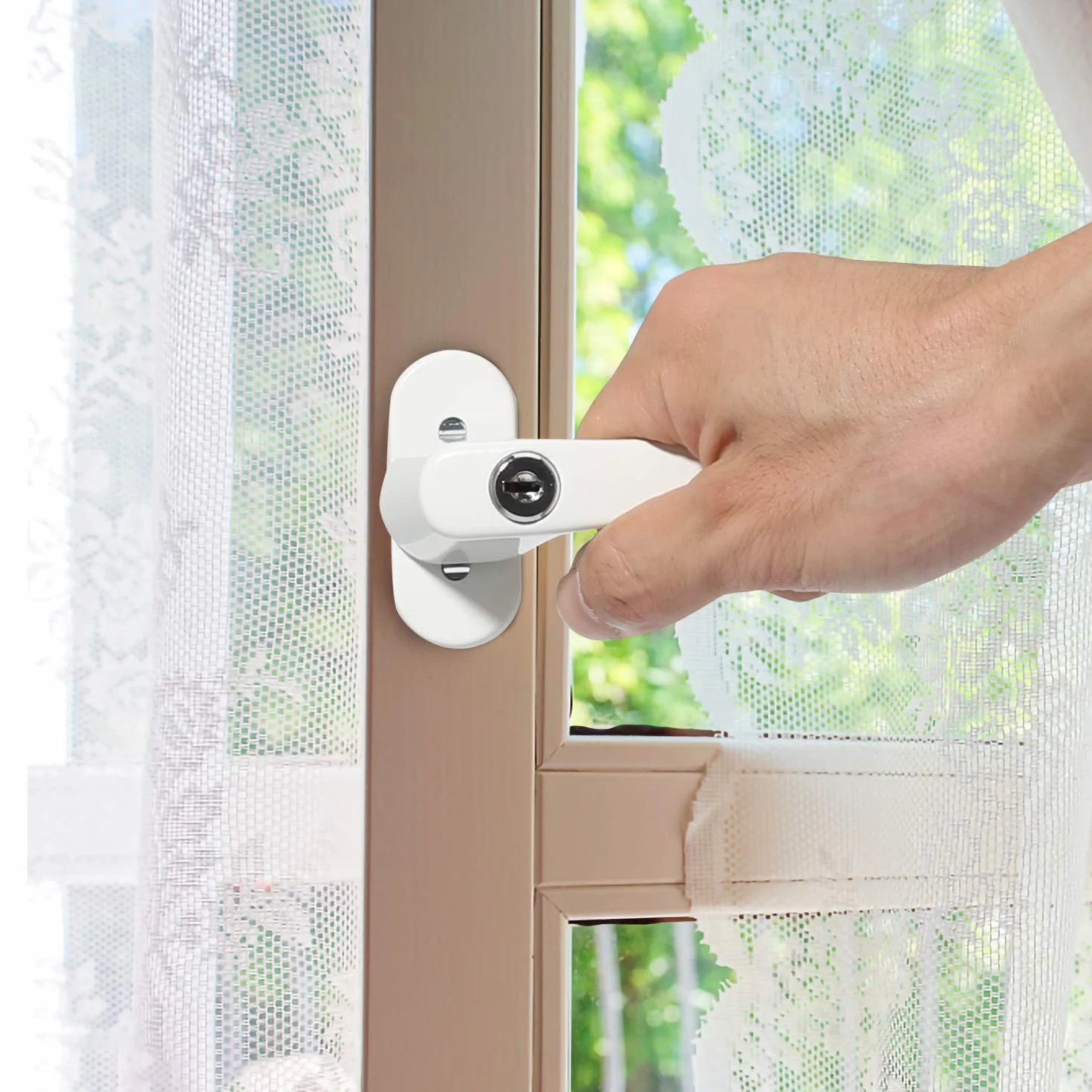 Maniglia per finestra in alluminio con serratura, 20 pezzi di sicurezza per bambini con serratura a lunghezza perno 35 mm, adatta per finestre chiavi, maniglie per porte del balcone (bianco)