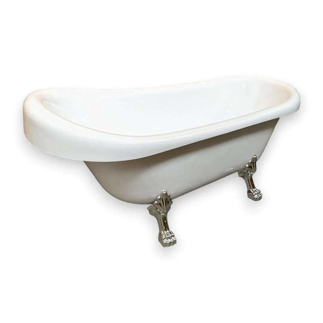VASCA EPOCA STILE RETRÓ MODELLO MARGHERITA ELISABETTIANA VINTAGE PIEDINI CROMATI ARGENTO BAGNO