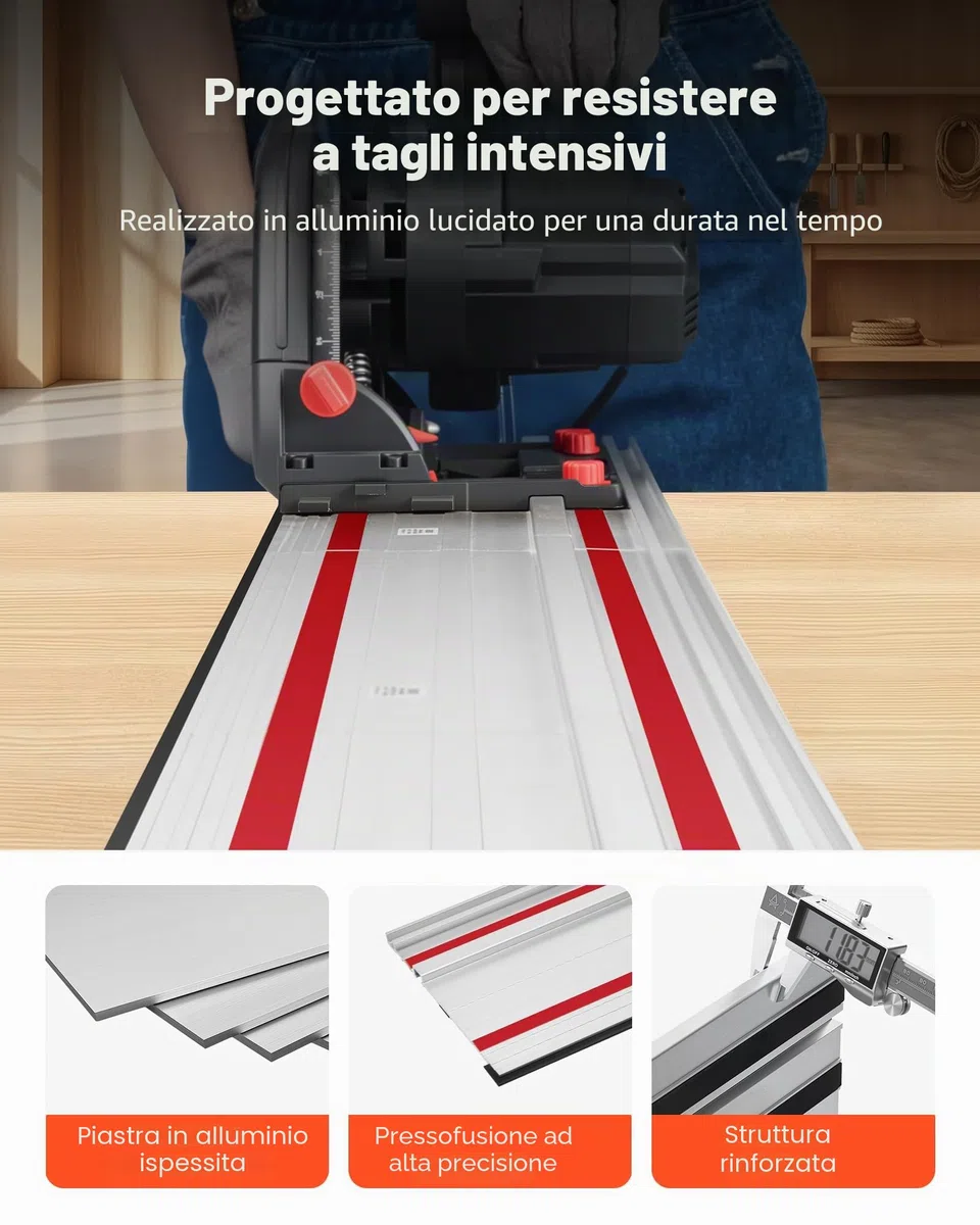 VEVOR Binario di Guida per Seghe Circolari Guida per Troncatrice Circolare Materiale in Alluminio Lunghezza Guida 698,5 mm Kit di Guide 2 pz Connettore 1 pz Lavorazione del Legno da Falegnameria