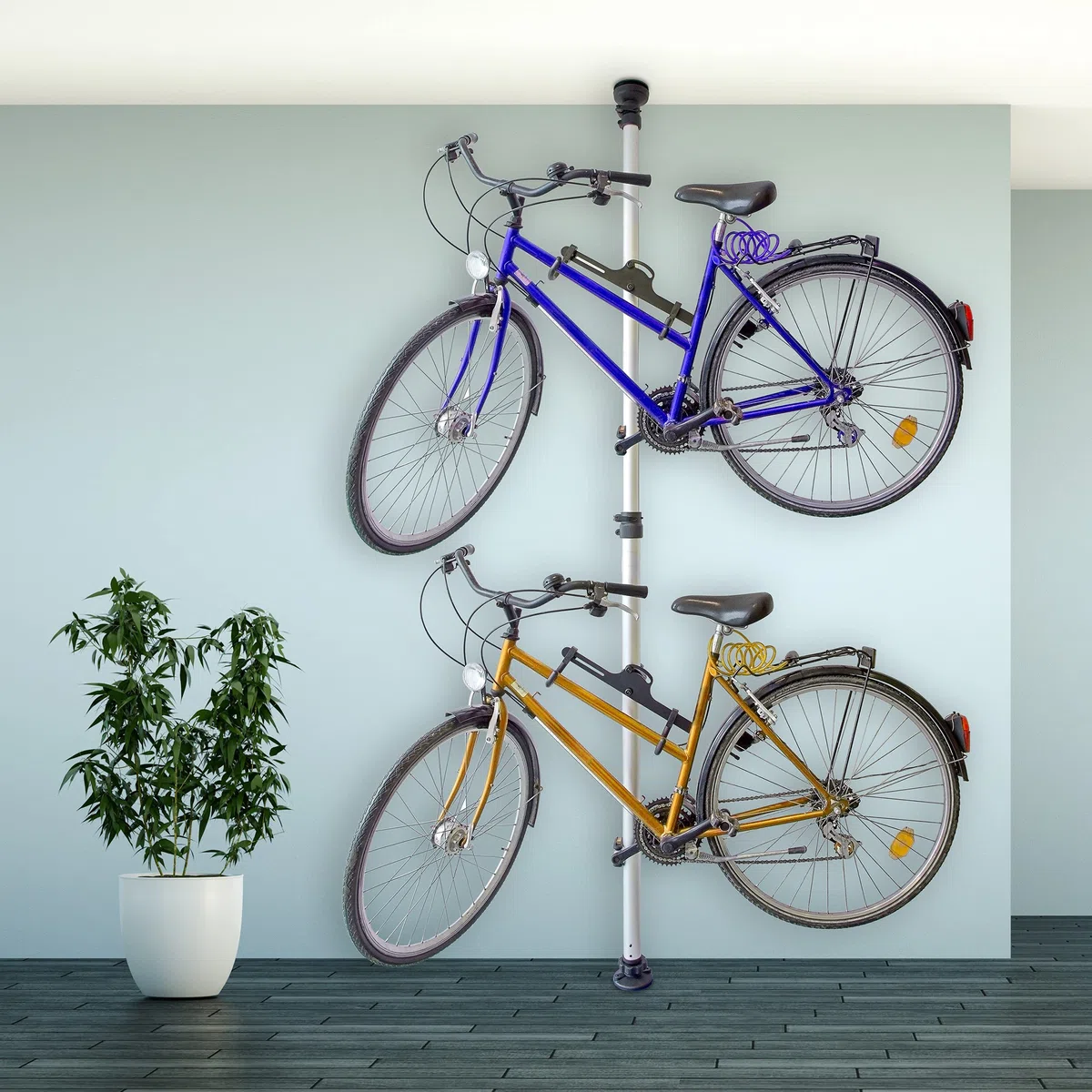 Relaxdays Porta Biciclette Telescopico, Garage e Cantina, per 2 Bici, Regolabile, 40 kg, Soffitto, Pavimento, Argentato