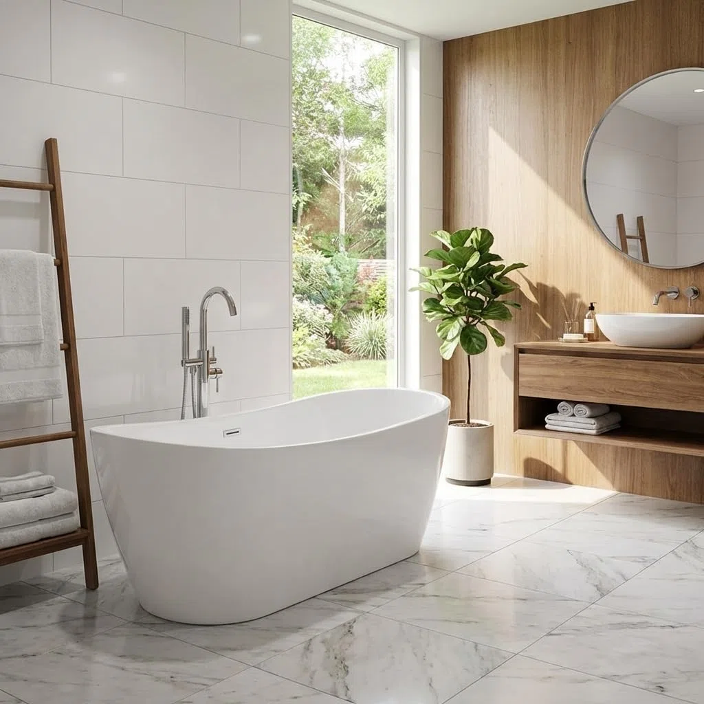 Vasca da bagno 150 cm in acrilico asimmetrica a libera installazione - Stapol
