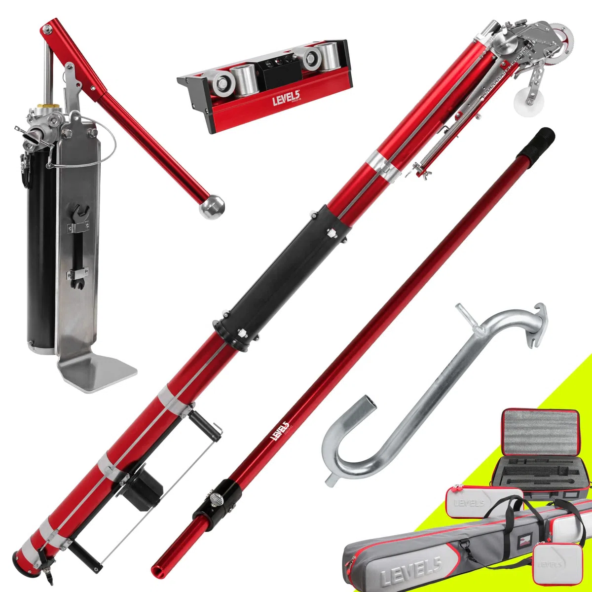 LEVEL5 Set di base per nastratura automatica, cono automatico, pompa composta, collo d'oca, rullo angolare con manico fisso, per nastrare pareti e soffitti, cartongesso