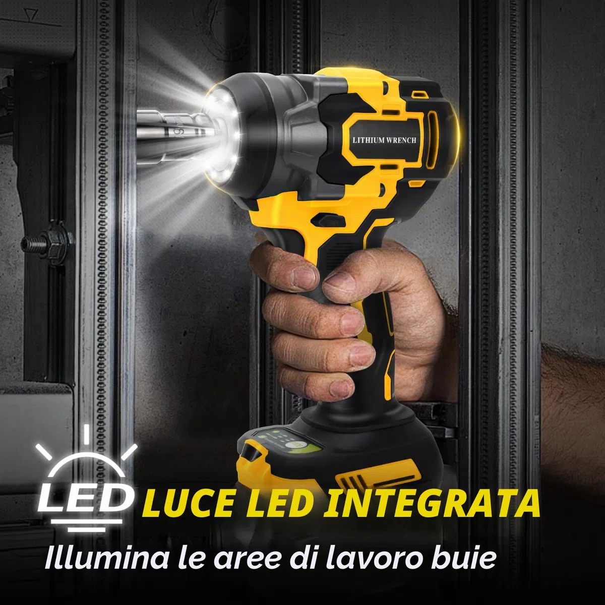 Chiave a impulsi senza fili compatibile con Dewalt 20V 18 V, 650 Nm, Avvitatore A Impulsi a batteria, 1/2" Elevata Avvitatori a Massa Battente chiave con chiave a bussola, adattatore (senza batteria)
