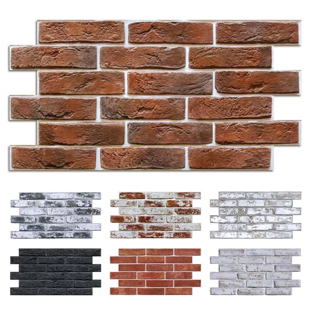 Commomy 12 Pezzi Pannelli murali 3D Adesivi Murali Mattone, 58 x 30 cm, Pannelli Decorativi per Pareti 3D Mattoni, PVC, Rivestimento Murale Finto Mattone Decorazione per Pareti Interne (2,08 m²)
