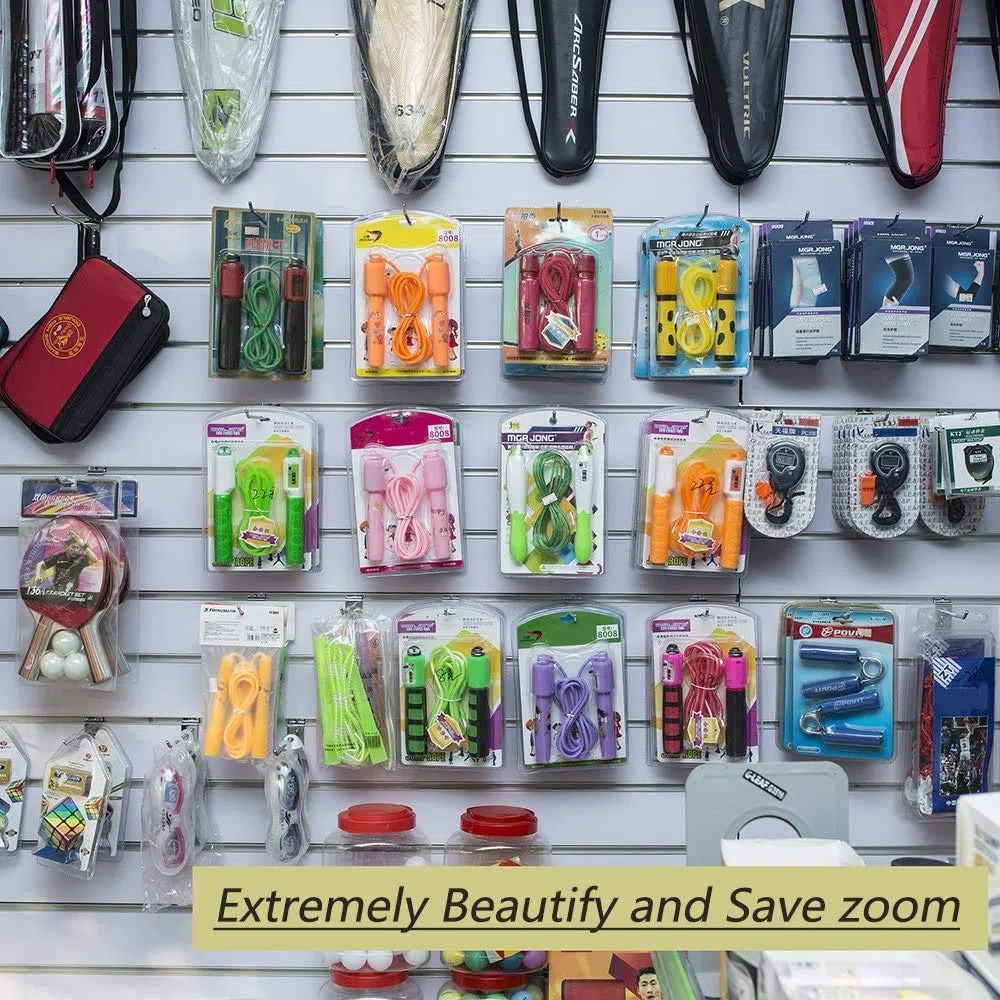 uyoyous Set di 100 ganci da parete per display Slatwall Hake 20 cm, ganci per slatwall, ganci da parete per attrezzi, per pareti lamellari in metallo per garage Retail Store