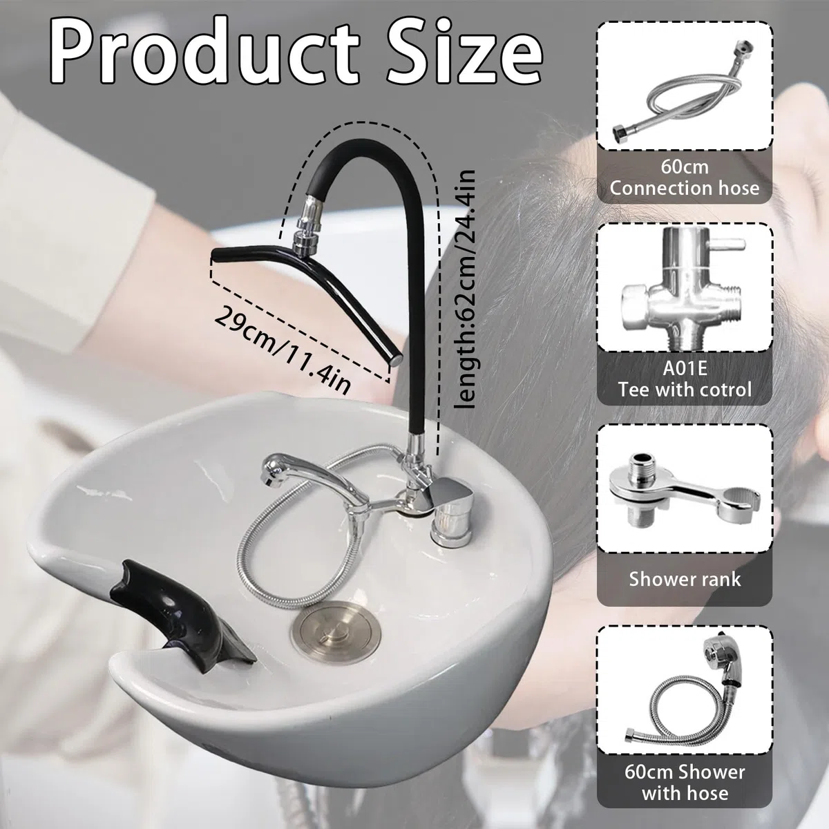 Sistema Di Doccia Per Terapia Termale Supporto Per La Circolazione Dell'Acqua Head Spa Per Lavaggio Dei Capelli Interfaccia Rotonda Lavaggio Dei Capelli Massaggio Alla Testa Terapia Termale