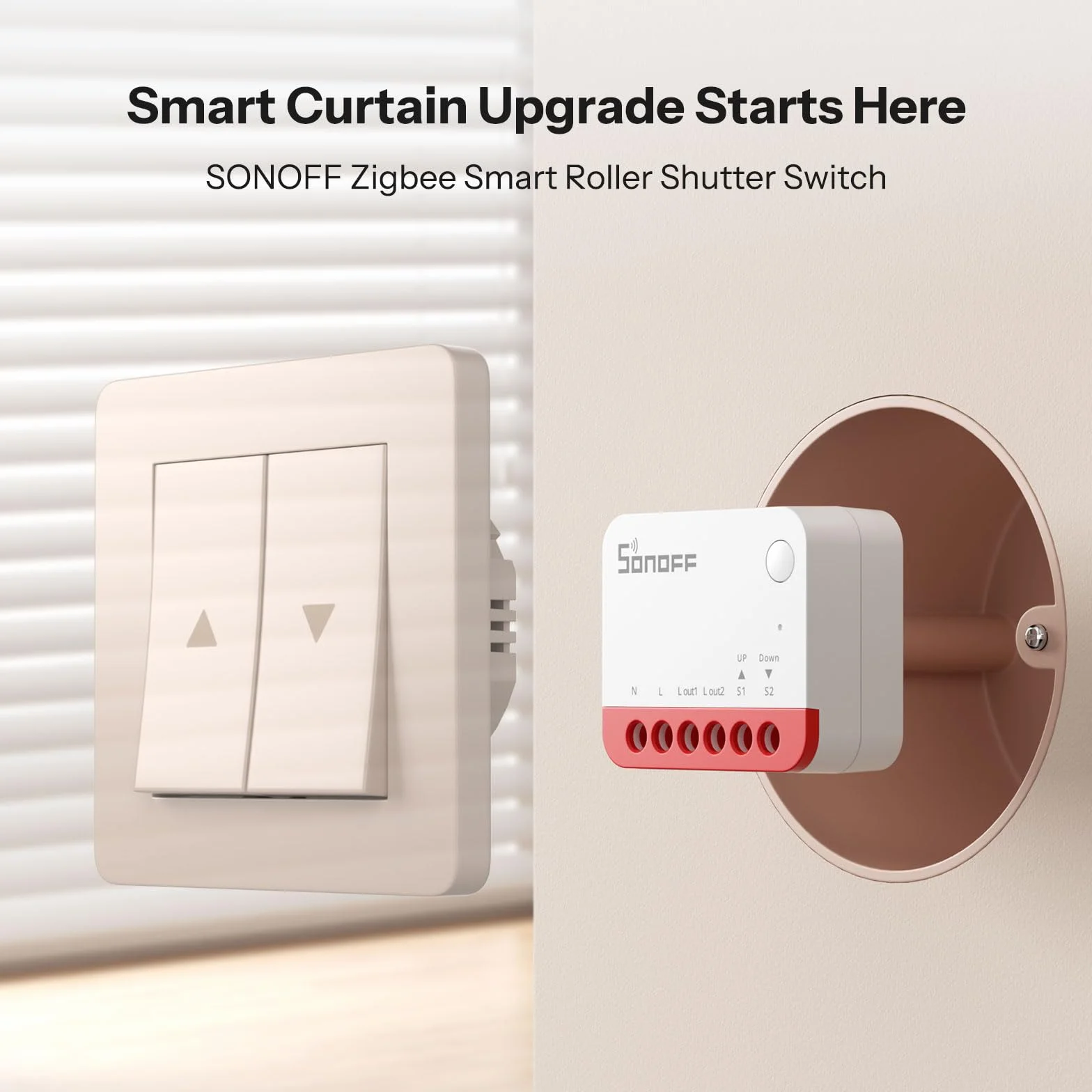 SONOFF Zigbee Smart Roller Shutter Switch, MINI-ZBRBS, dimensioni mini, controllo percentuale, ripetitore Zigbee, supporto Alexa/Google Assistant/Home Assistant, cavo neutro, confezione da 4