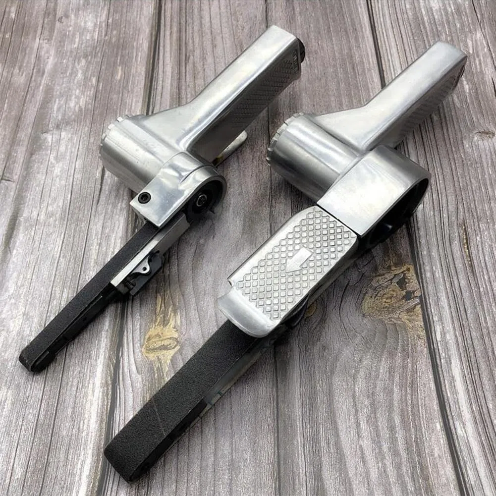 Mini levigatrice a nastro pneumatica, strumento per smerigliatrice angolare portatile per levigatura in legno e metallo (520 x 20 mm)