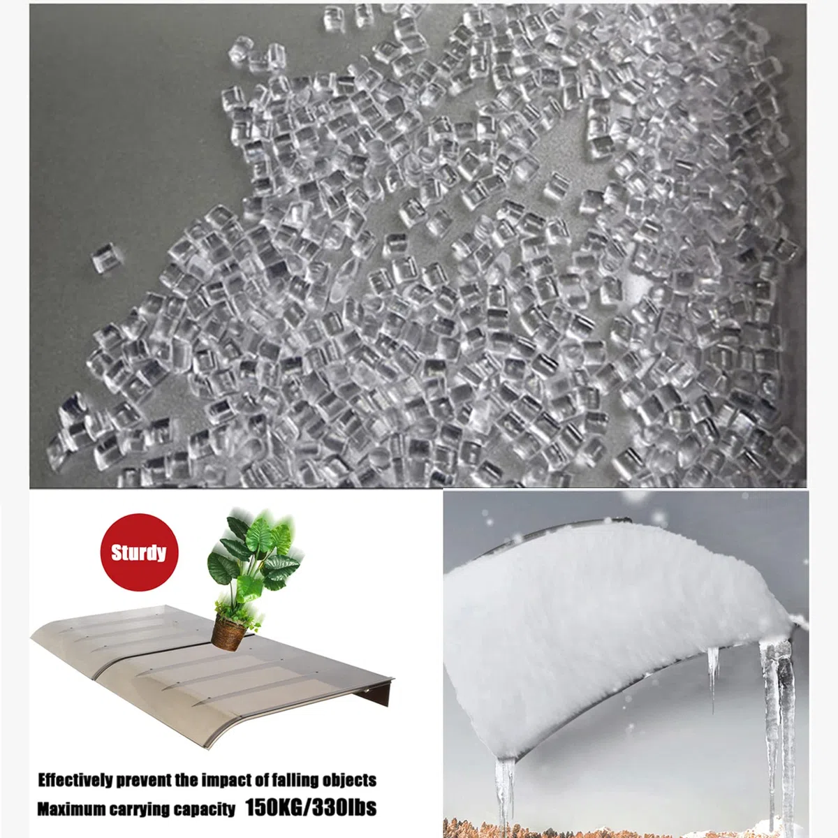 Pensilina Tettoia per Porta Balcone Esterno, Copertura in Policarbonato, Garden da Esterno, Tenda da Veranda per Porta o Finestra, Garage (40x80cm/16"x32")