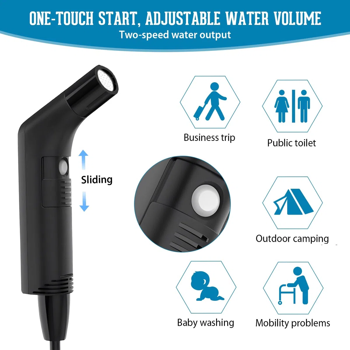 Bidet Portatile,Bidet Elettrico,Spruzzatore Portatile per Bidet,Doccia Portatile Campeggio,2.3L,Può Essere ricaricato,Campeggio,Doccia Unisex Adulto