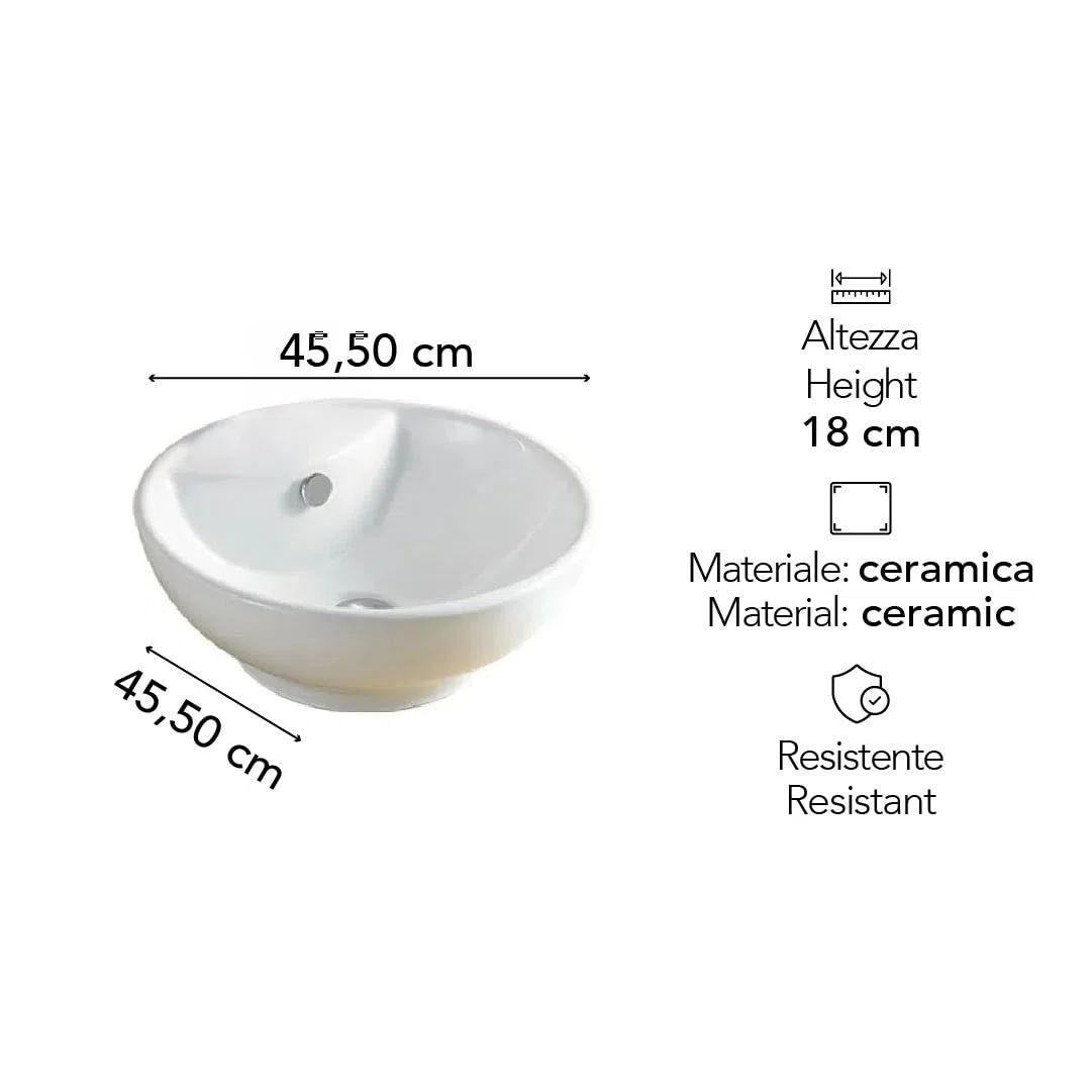 Kiamami Valentina - Lavabo Bianco Da Appoggio, Forma Tonda