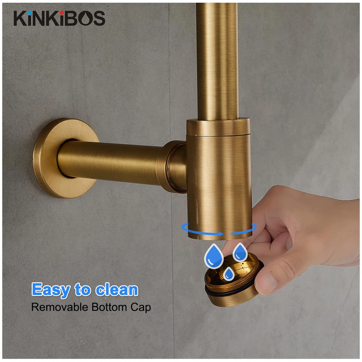 Sifone a bottiglia universale per lavabo e lavabo, apertura nascosta per la pulizia, trappola per odori, sifone regolabile 1 1/4 x 32 mm, tubo di scarico in ottone anticato