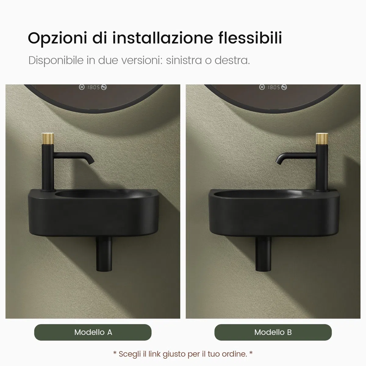 EMKE Lavamano Sospeso 40 x 21,5 x 12 cm, Lavandino Nero Opaco Rettangolare per Bagno Piccolo e WC, Mini Lavabo a Parete con Rubinetto a Destra - Senza Rubinetto e Piletta