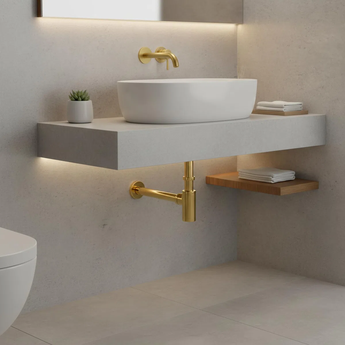 Lusso Bagno Cucina Sifone de Lavabo Lavello Tondo Oro Ottone Sanlingo