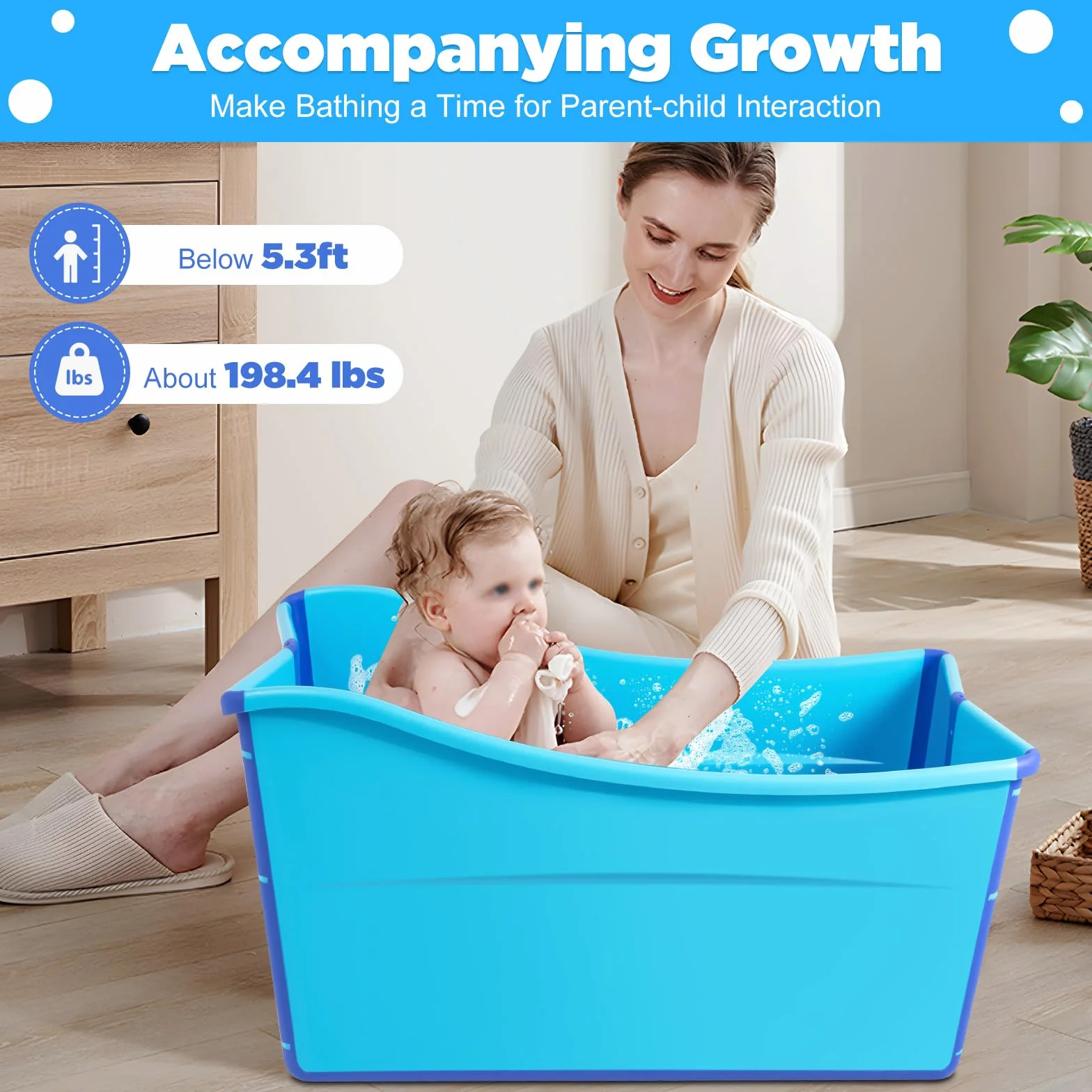 Vasca da bagno pieghevole da 100 cm, per adulti, sauna, bagno per bambini, con copertura rimovibile, per bagno, balcone e doccia