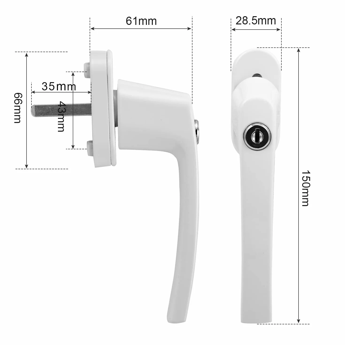 Maniglia per finestra in alluminio con serratura, 20 pezzi di sicurezza per bambini con serratura a lunghezza perno 35 mm, adatta per finestre chiavi, maniglie per porte del balcone (bianco)