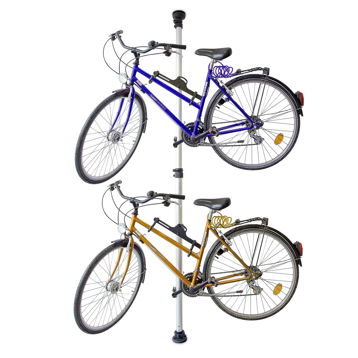 Relaxdays Porta Biciclette Telescopico, Garage e Cantina, per 2 Bici, Regolabile, 40 kg, Soffitto, Pavimento, Argentato